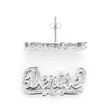 Lee 824 Gold 1" Regular size Script Letters Accent on Top Double Layer Heart tail Name Earring