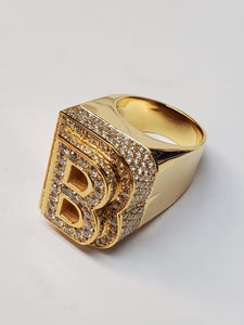 Gorgeous and High Top Block letter initial with diamonds Ring (DBHR-B)