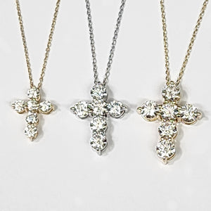 6 Lab Grown CVD Diamonds Cross Necklace, 14K Dainty Solid Gold, Best Gift Jewelry with Extension Chain