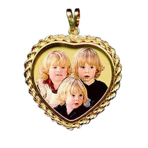 Forever heart shape with rope Bezel, Gold pendant, Custom necklace, Personalized Jewelry, picture pendant (pp111)