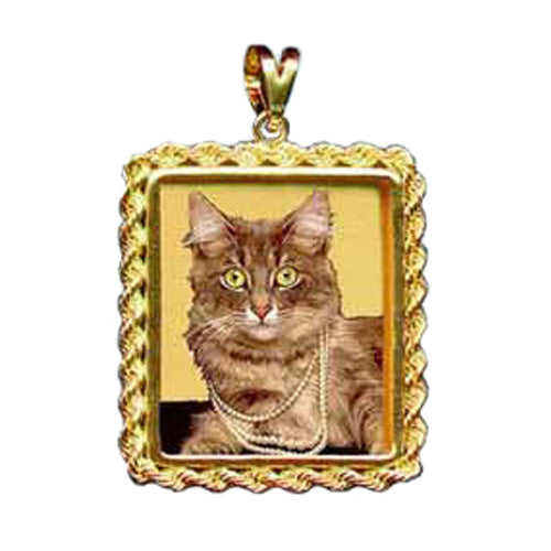 Steady square shape with rope Bezel, Gold pendant, Custom necklace, Personalized Jewelry, picture pendant (pp114)