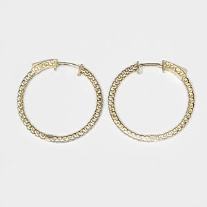 LAB GROWN Round Cut CVD Diamond U Prong Huggie style Hoop Earrings, Inside Out Diamond Earrings 14k Gold Jewelry