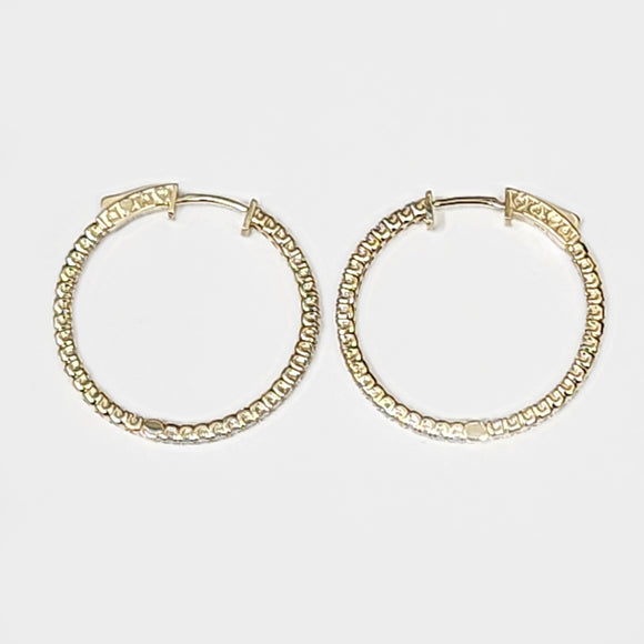 LAB GROWN Round Cut CVD Diamond U Prong Huggie style Hoop Earrings, Inside Out Diamond Earrings 14k Gold Jewelry