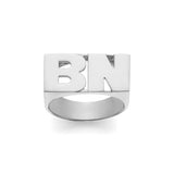 SNS136 Silver 10mm Bold & Simple Two Initial Ring
