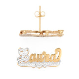 Lee 803D Gold 3/4" Small size Script Letters Double Layer Heart tail Name Earring