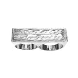 SNS 083d Sterling silver (14mm) Script Letter Two Names in Pave cut on Box Frame Tow Finger Name Ring