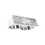 SNS 083d Sterling silver (14mm) Script Letter Two Names in Pave cut on Box Frame Tow Finger Name Ring