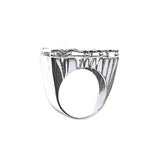 SNS 084d Sterling silver personalized 6mm High Top Double Layer and Pave cut Name Ring