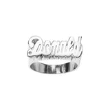 Lee 085 Personalized Gold 8mm Medium Size Script Letter no Tail Plain Name Ring