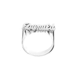 Lee 085 Personalized Gold 8mm Medium Size Script Letter no Tail Plain Name Ring