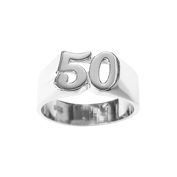 SNS 087 Sterling silver personalized 8mm Size Numbers on Name Ring