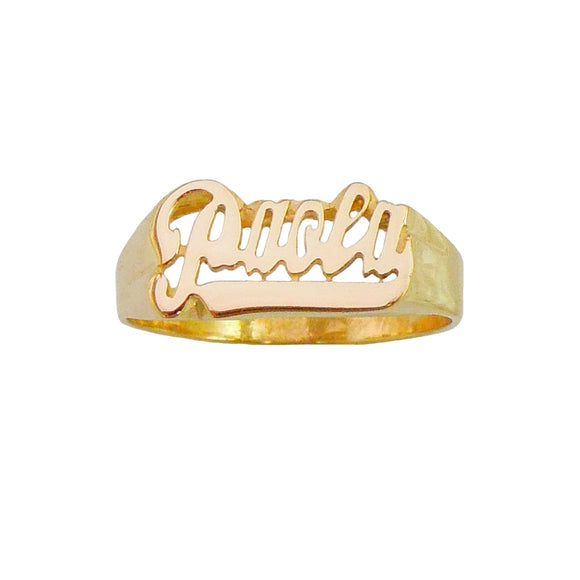 Lee101 Personalized Gold 6mm Baby size Script Letter Name Ring