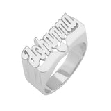SNS 106 Sterling silver personalized (8.5mm) Size Delicate Plain Script Letter with Heart Tail Name Ring