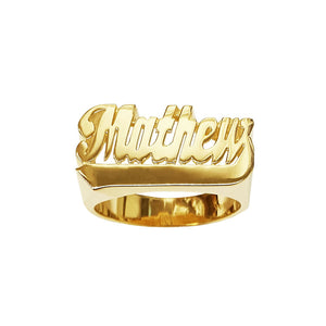 LEE107 Gold 10mm Plain Straight Tail Name Ring