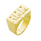 Lee108B Personalized Gold 9mm size Block Letter with Plain Heart Tail Name Ring