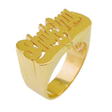 Lee111 Personalized Gold 12mm Large Size Script Letter Plain Heart Tail Name Ring