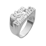 Lee 137d Personalized Two Name (13mm)size with shimmering Pavecut on First Letters and Heart Name Ring