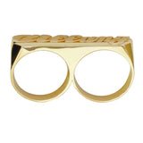 Lee182m Personalized Gold 10mm Medium Size Straight Tail Two Finger Name Ring