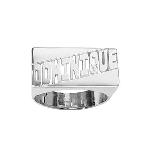SNS34 Silver 10mm Rectangle Name Ring