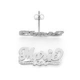SNS803t Silver 7/8" size Accent on Heart tail with Single Layer Heart tail Name Earring