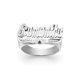 SNS113dc Silver 10mm Heart To Heart Name Ring