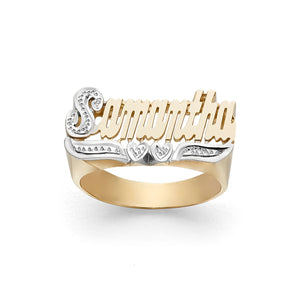 LEE113dc 10k Gold 10mm Heart To Heart Name Ring