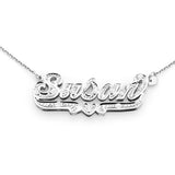 SNS 353 Sterling Silver 1.25” Small Size and 12 CZs Setting on Name with Heart Tail 3D Necklace