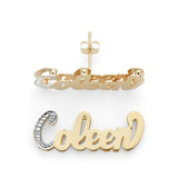 Lee 822 Gold 1" size Accent on First Letter and No Tail Double Layer Name Earring