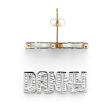 SNS817 Silver 3/4" Small size and Accent on Top with Block Letters Double Layer Name Earring Shimmering 3D Name Earrings