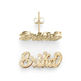 SNS816 Silver 3/4" Small size Script Letters Double Layer Name Earring Delicate 3D Name Earrings