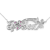 Lee 385 Gold 2.25” Size and 16 CZs Setting on Name with Arrow Angel 3D Necklace