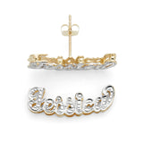 Lee 818 Gold 7/8" size Script Letters Accent on Letters Double Layer Curved Name Earring