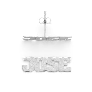 SNS806 Silver 3/4"  Small size Block Letters Brushed and cut Single Layer Name Earring