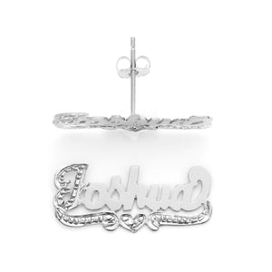 SNS 803 silver 7/8" size Single Layer Accent on First Letter and Heart tail Name Earring
