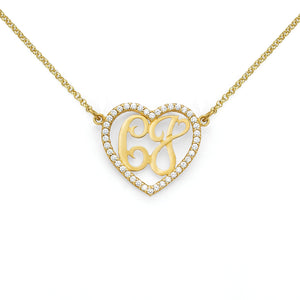 MonoCZy Silver Heart Monogram Necklace