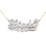 SNS 355 Sterling Silver 1.6” Regular Size and 15 CZs Setting on Name with Heart Tail 3D Necklace
