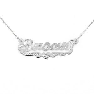 SNS 301 Sterling Silver 1.25” Small Size Timeless Elegance Name with Heart Tail Necklace