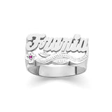 SNS130 Silver 11mm Flower Tail Name Ring