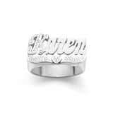 SNS112m Silver 10mm Sparkling Love Name Ring
