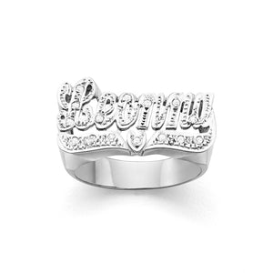 SNS110d Silver 10mm All Diamond Name Ring