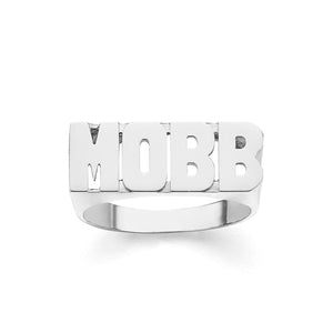 SNS127m Silver 8.5mm Block Letter Name Ring