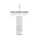 SNS809 Silver 1" Long Vertical Block Letters Brushed and cut Single Layer Name Earring