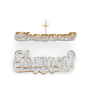 LEE826 10k / 14k  Gold 1.5" Stunning Love 3D Name Earrings
