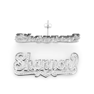 SNS826 Silver 1.5" Stunning Love 3D Name Earrings