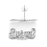 SNS 803a silver 7/8" size Single Layer Accent on Top with Heart tail Name Earrings