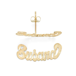 Lee 811 Gold 3/4" Small size Curved Script Letters Single Layer Name Earring
